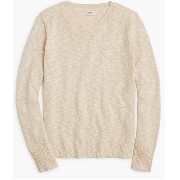J Crew Factory Crewneck beach sweater in Heather tan/cream size Large NWOT BQ689 - Picture 1 of 9